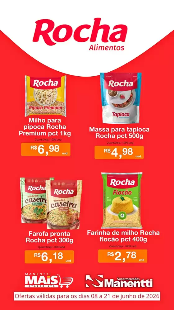 Catálogo Supermercados Manentti | Rocha Alimentos | 2026-06-08T00:00:00.000Z - 2026-06-21T00:00:00.000Z