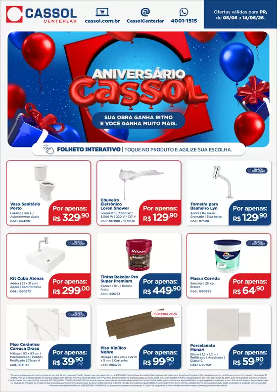 Catálogo Cassol | Grandes descontos em produtos selecionados | 2026-06-08T00:00:00.000Z - 2026-06-14T00:00:00.000Z