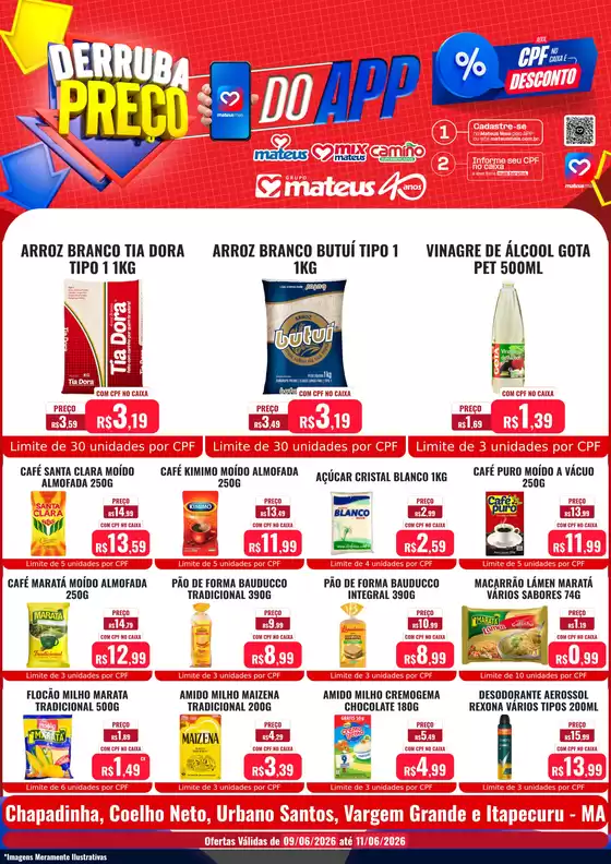 Catálogo Supermercados Mateus | Derruba Preço do App | 2026-06-10T00:00:00.000Z - 2026-06-11T00:00:00.000Z
