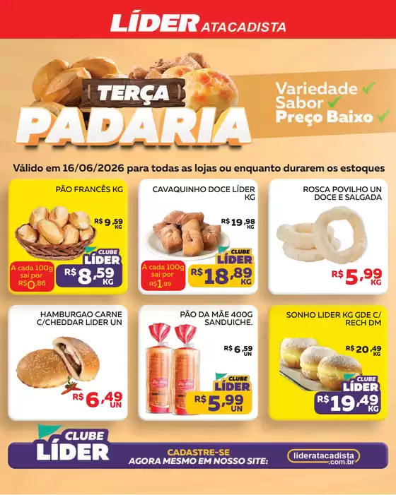 Catálogo Líder Atacadista | Cópia encarte terça da padariaemercercearia | 2026-06-16T00:00:00.000Z - 2026-06-16T00:00:00.000Z
