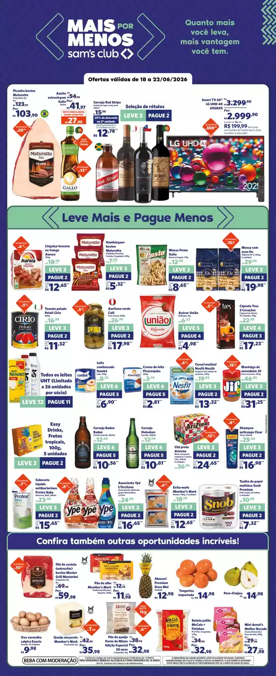 Catálogo Sam's Club | Ofertas para caçadores de pechinchas | 2026-06-18T00:00:00.000Z - 2026-06-22T00:00:00.000Z