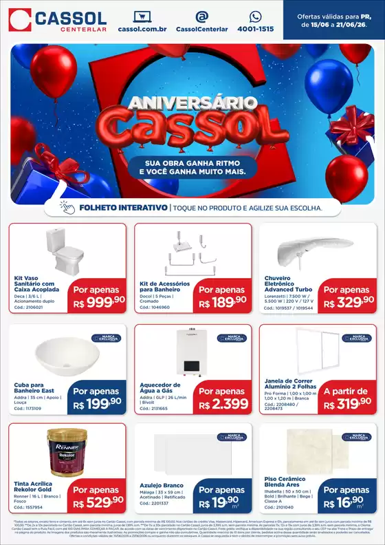 Catálogo Cassol | Nossas melhores ofertas para você | 2026-06-15T00:00:00.000Z - 2026-06-21T00:00:00.000Z