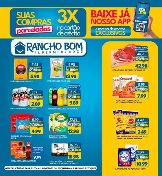 Catálogo Rancho Bom Supermercados em Canitar | Ofertas para caçadores de pechinchas | 2026-06-22T00:00:00.000Z - 2026-06-28T00:00:00.000Z