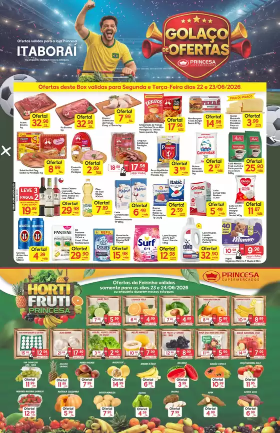 Catálogo Princesa Supermercados | Golaço de Ofertas Itaborai - 22 a 25/06 | 2026-06-22T00:00:00.000Z - 2026-06-26T00:00:00.000Z