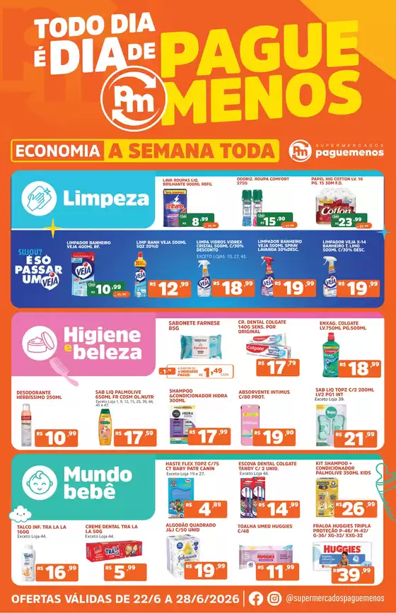 Catálogo Supermercados Pague Menos | Ofertas pague menos limpeza 22 a 28 jun | 2026-06-22T00:00:00.000Z - 2026-06-28T00:00:00.000Z