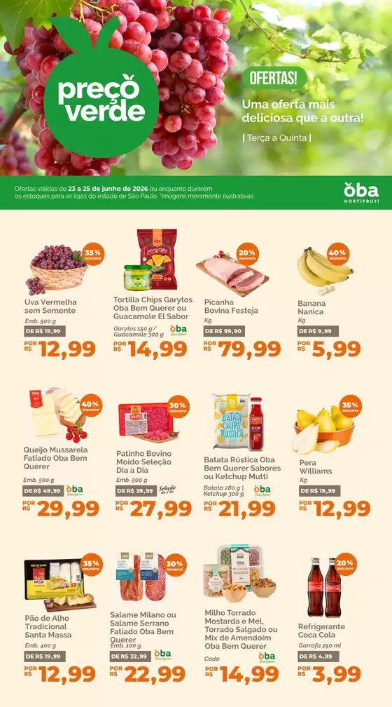 Catálogo Oba Hortifruti | Encarte Oba Hortifruti | 2026-06-23T00:00:00.000Z - 2026-06-25T00:00:00.000Z