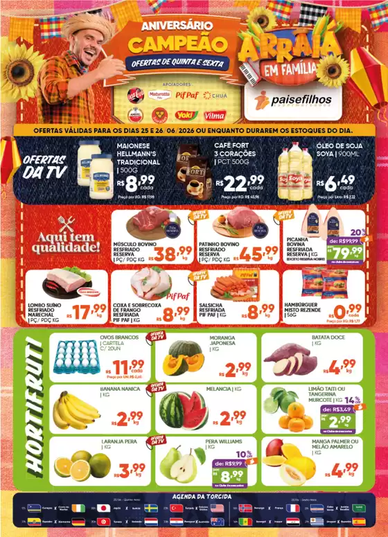 Catálogo Pais e Filhos Supermercados | Encarte Pais e Filhos Supermercados | 2026-06-25T00:00:00.000Z - 2026-06-26T00:00:00.000Z