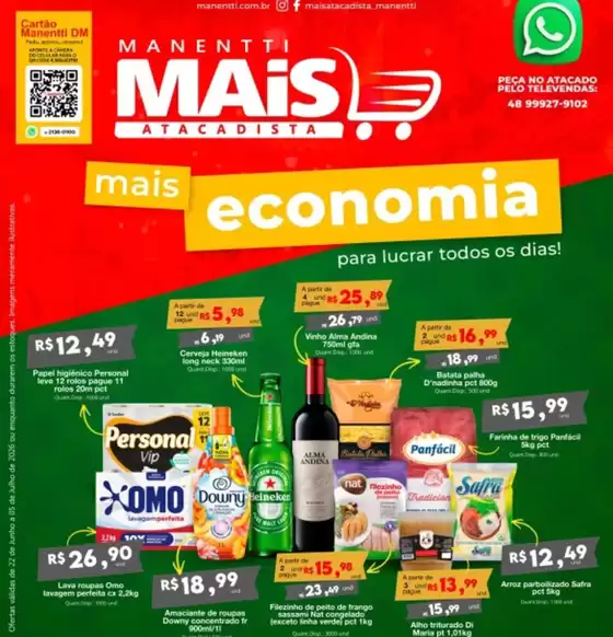 Catálogo Supermercados Manentti | Manetti Mais Atacadista | 2026-07-01T00:00:00.000Z - 2026-07-01T00:00:00.000Z