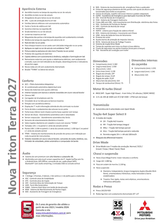 Catálogo Mitsubishi | FT Triton Terra 23 06 19dcab1882 | 2026-07-03T00:00:00.000Z - 2026-12-31T00:00:00.000Z
