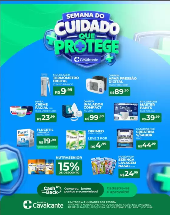 Catálogo Farmácias Cavalcante | Semana do cuidado que portege ! | 2026-07-07T00:00:00.000Z - 2026-07-12T00:00:00.000Z