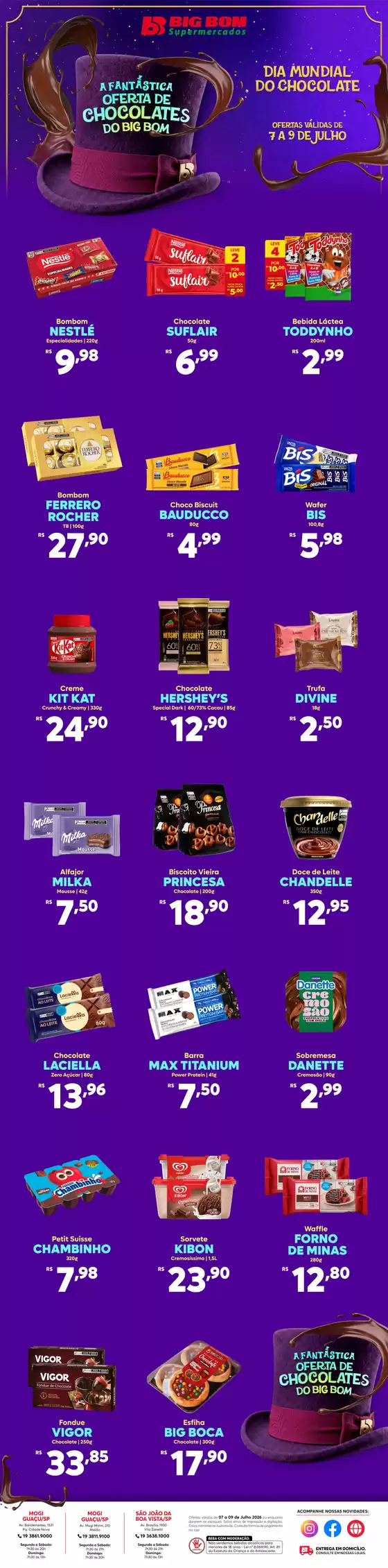 Catálogo Big Bom Supermercados | Ofertas Chocolate | 2026-07-07T00:00:00.000Z - 2026-07-09T00:00:00.000Z