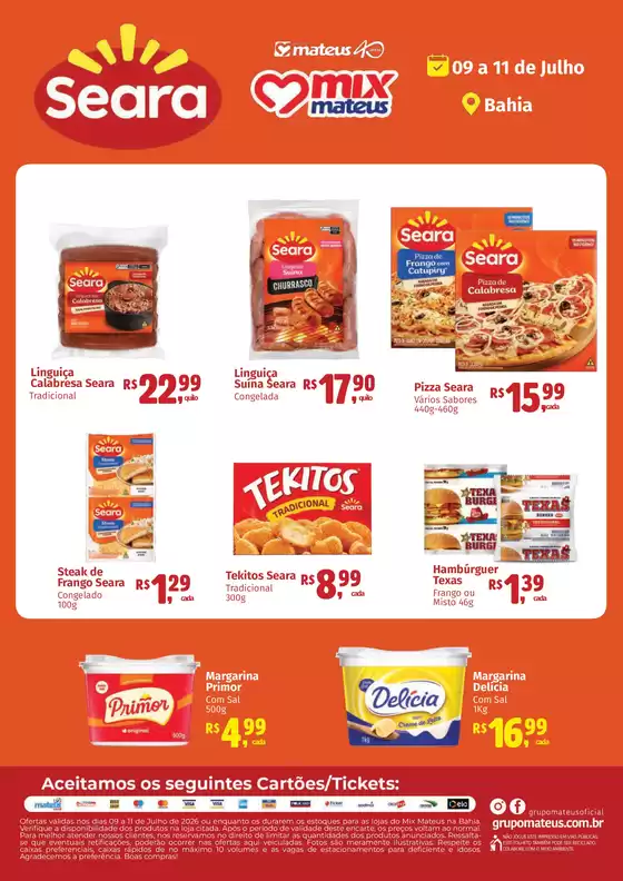 Catálogo Supermercados Mateus | Seara | 2026-07-09T00:00:00.000Z - 2026-07-11T00:00:00.000Z