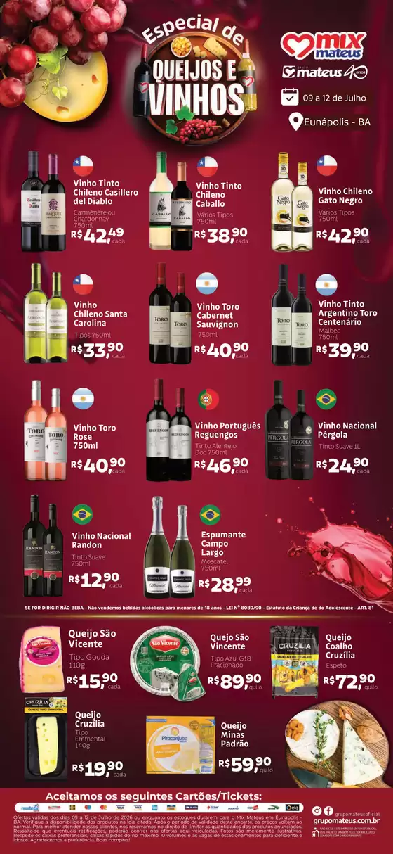 Catálogo Supermercados Mateus | Queijos e Vinhos | 2026-07-09T00:00:00.000Z - 2026-07-12T00:00:00.000Z