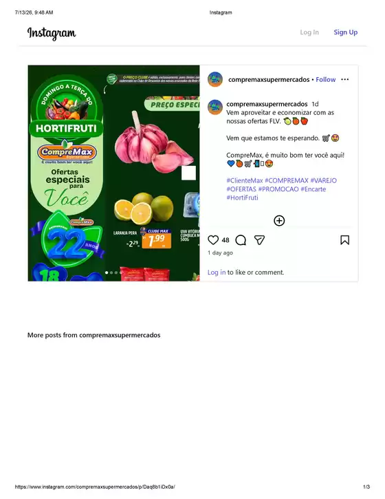 Catálogo CompreMax | Hortifruti | 2026-07-13T00:00:00.000Z - 2026-07-14T00:00:00.000Z