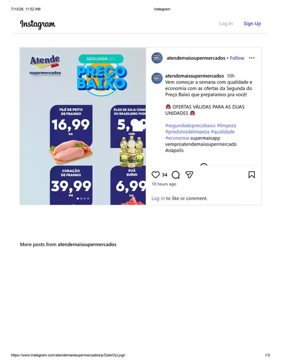 Catálogo Atende Mais | Preço Baxio | 2026-07-13T00:00:00.000Z - 2026-07-13T00:00:00.000Z