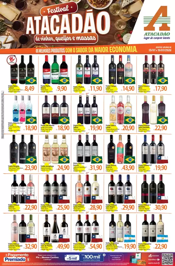 Catálogo Atacadão | Atacadão - Festival Vinhos, Queijos e Massas | 2026-07-13T00:00:00.000Z - 2026-07-19T00:00:00.000Z