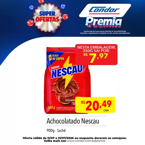 Catálogo Supermercados Condor | Ótima oferta para todos os clientes | 2026-07-11T00:00:00.000Z - 2026-07-13T00:00:00.000Z