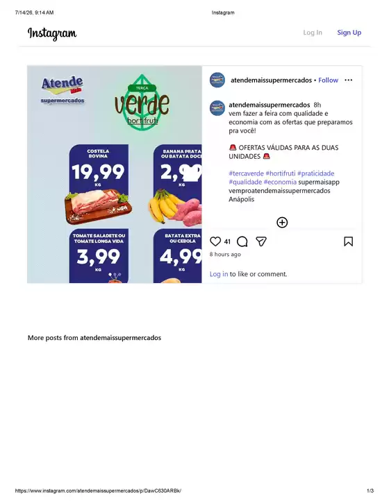 Catálogo Atende Mais | Terca Verde hortifruti | 2026-07-14T00:00:00.000Z - 2026-07-14T00:00:00.000Z
