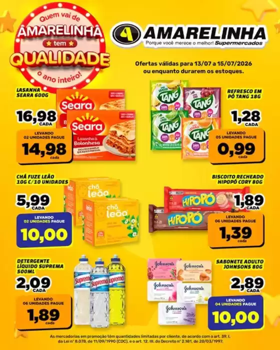 Catálogo Amarelinha Supermercados | Amarelinha Tem Qualidade | 2026-07-14T00:00:00.000Z - 2026-07-15T00:00:00.000Z