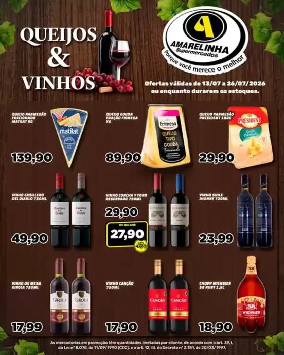 Catálogo Amarelinha Supermercados | Queijos & Vinhos | 2026-07-14T00:00:00.000Z - 2026-07-26T00:00:00.000Z