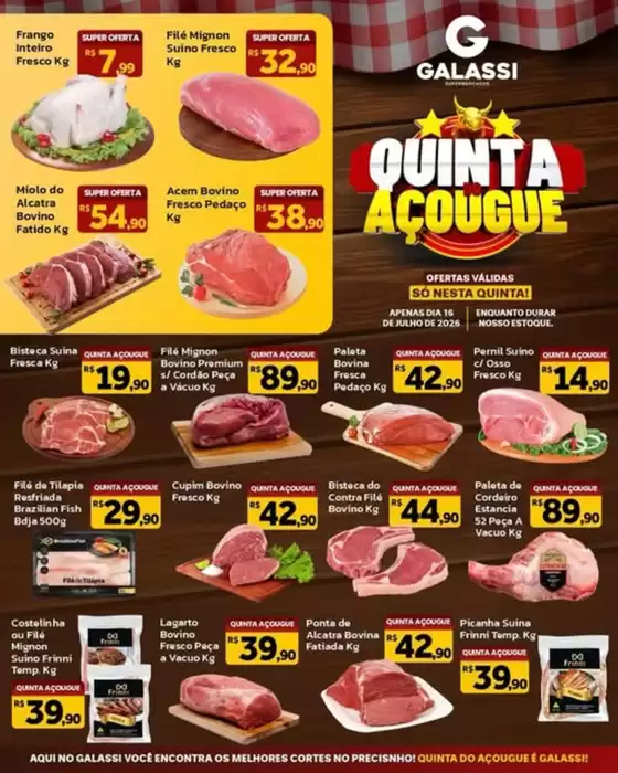 Catálogo Supermercados Galassi | QUINTA DO AÇOUGUE É GALASSI! | 2026-07-16T00:00:00.000Z - 2026-07-16T00:00:00.000Z
