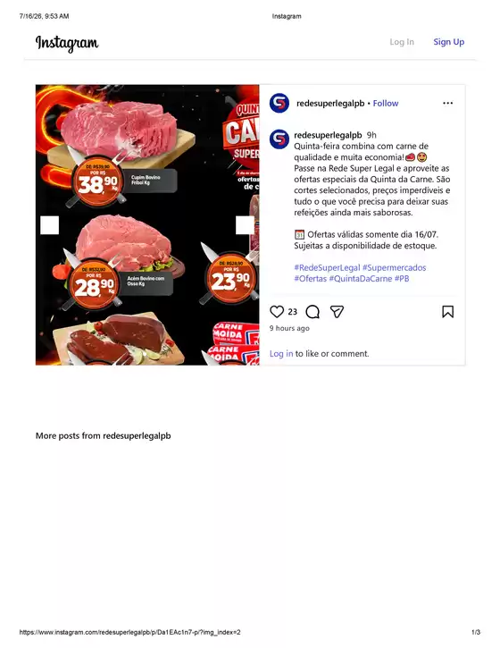 Catálogo Rede Super Legal de Supermercados | Quinta da Carne | 2026-07-16T00:00:00.000Z - 2026-07-16T00:00:00.000Z