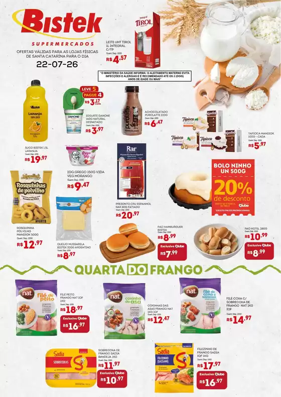 Catálogo Bistek Supermercados | Encarte Bistek Supermercados | 2026-07-22T00:00:00.000Z - 2026-07-22T00:00:00.000Z