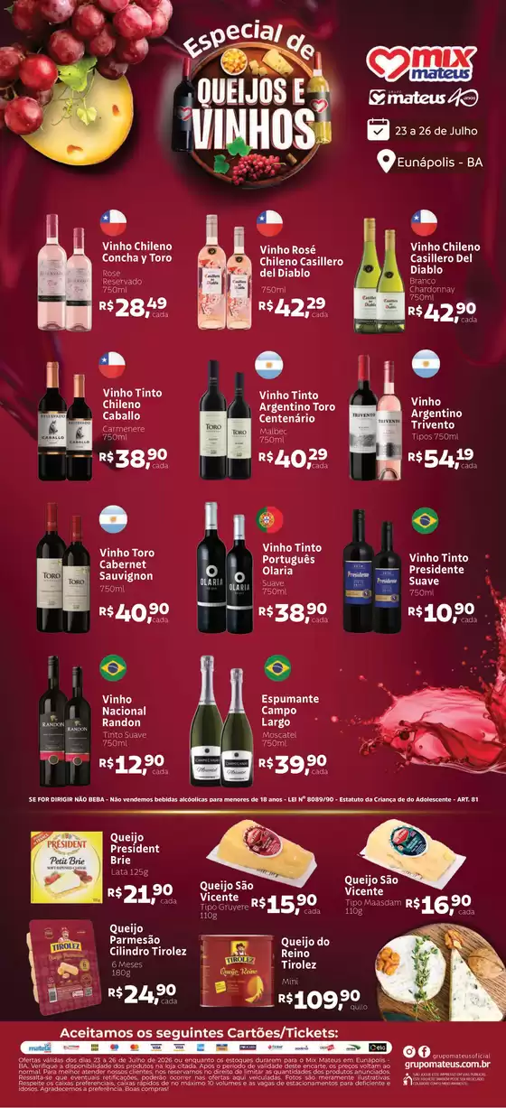 Catálogo Supermercados Mateus | Queijos e Vinhos | 2026-07-23T00:00:00.000Z - 2026-07-26T00:00:00.000Z
