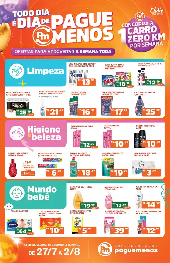 Catálogo Supermercados Pague Menos em Hortolândia | Ofertas pague menos todo dia e dia de spm 27jul a 2ago | 2026-07-27T00:00:00.000Z - 2026-08-02T00:00:00.000Z