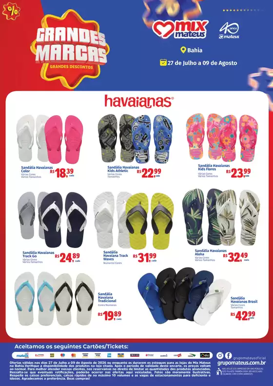 Catálogo Supermercados Mateus | Grandes marcas Havaianas | 2026-07-26T00:00:00.000Z - 2026-08-09T00:00:00.000Z