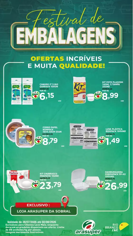 Catálogo Araújo Supermercados | OFERTA FESTIVAL DE EMBALAGENS | 2026-07-28T00:00:00.000Z - 2026-08-02T00:00:00.000Z