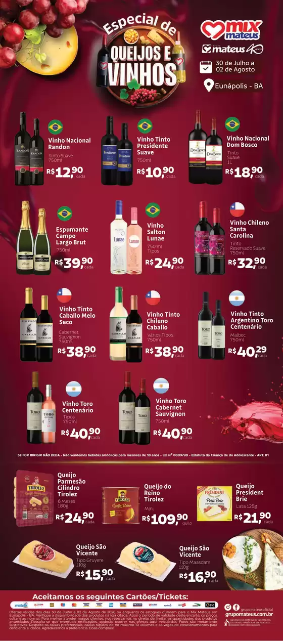 Catálogo Supermercados Mateus | Queijos e Vinhos | 2026-07-30T00:00:00.000Z - 2026-08-02T00:00:00.000Z