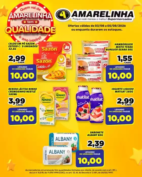 Catálogo Amarelinha Supermercados | Amarelinha Tem Qualidade | 2026-08-03T00:00:00.000Z - 2026-08-05T00:00:00.000Z
