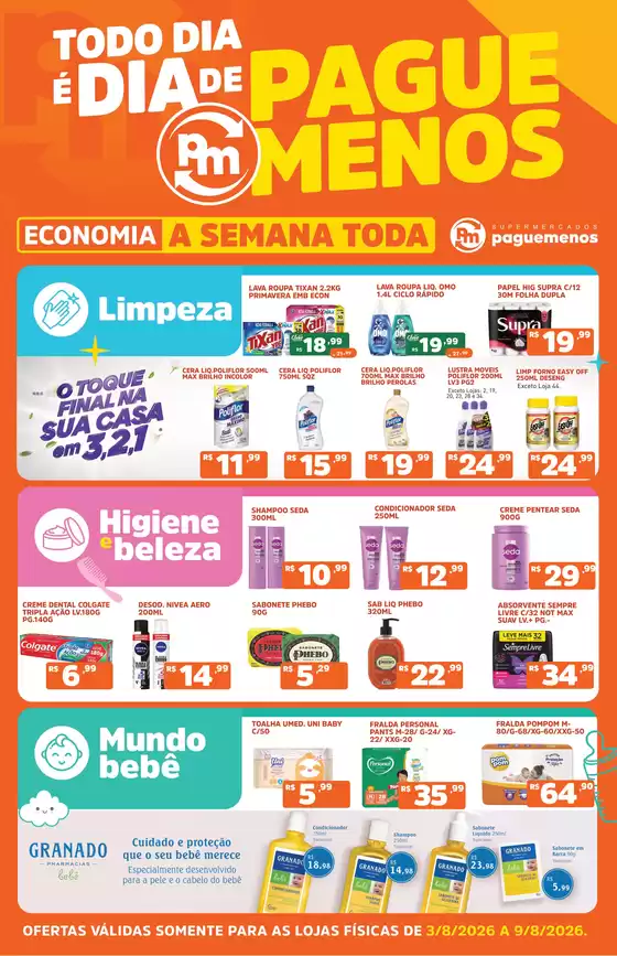 Catálogo Supermercados Pague Menos | Ofertas pague menos todo dia e dia de spm 3ago a 9ago | 2026-08-03T00:00:00.000Z - 2026-08-09T00:00:00.000Z