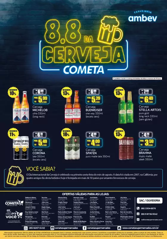 Catálogo Cometa Supermercados | Ofertas de Cerveja 8.8 | 2026-08-07T00:00:00.000Z - 2026-08-09T00:00:00.000Z