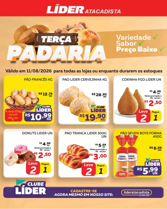 Catálogo Líder Atacadista | Cópia encarte terça da padariaemercercearia | 2026-08-11T00:00:00.000Z - 2026-08-11T00:00:00.000Z