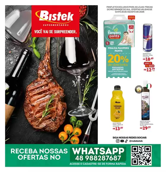 Catálogo Bistek Supermercados em São João do Sul | Ótima oferta para caçadores de pechinchas | 2026-08-13T00:00:00.000Z - 2026-08-25T00:00:00.000Z