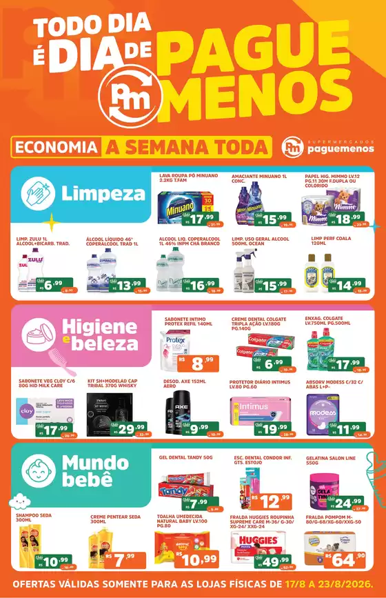 Catálogo Supermercados Pague Menos | Ofertas pague menos todo dia e dia de spm 17ago a 23ago | 2026-08-17T00:00:00.000Z - 2026-08-23T00:00:00.000Z