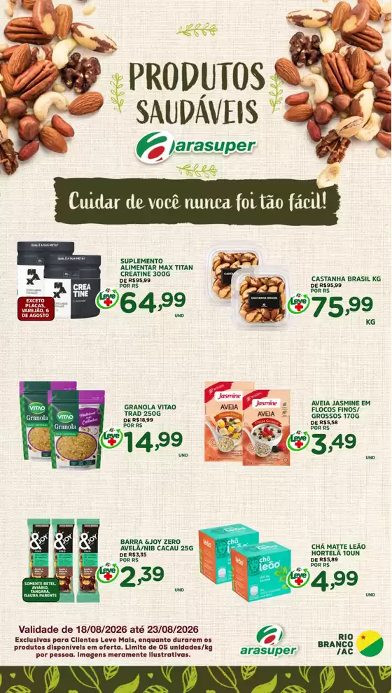 Catálogo Araújo Supermercados | EXCLUSIVA SAUDÁVEIS | 2026-08-18T00:00:00.000Z - 2026-08-23T00:00:00.000Z