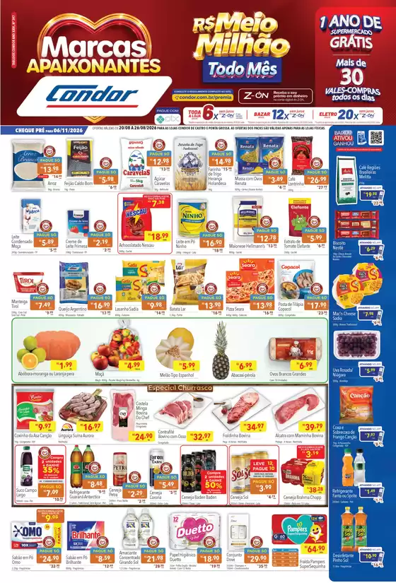 Catálogo Supermercados Condor | Grandes descontos em produtos selecionados | 2026-08-20T00:00:00.000Z - 2026-08-26T00:00:00.000Z