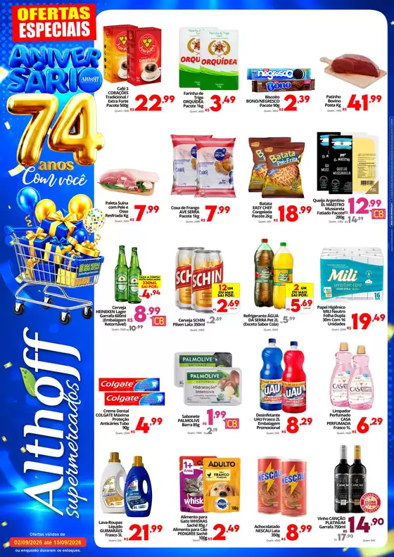Catálogo Althoff Supermercados |  Suplemento do 74º Aniversário | 2026-09-03T00:00:00.000Z - 2026-09-15T00:00:00.000Z
