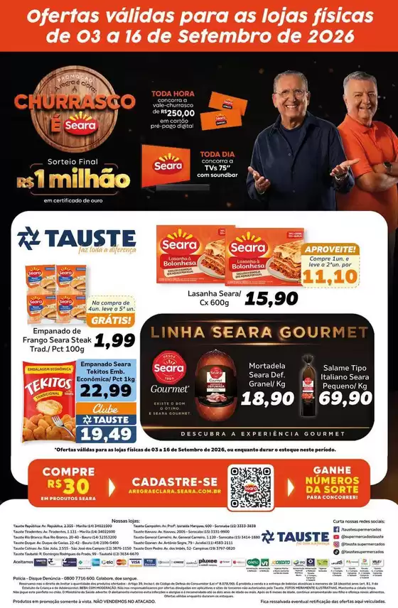 Catálogo Supermercados Tauste | Ofertas Tauste Especial Seara | 2026-09-03T00:00:00.000Z - 2026-09-16T00:00:00.000Z