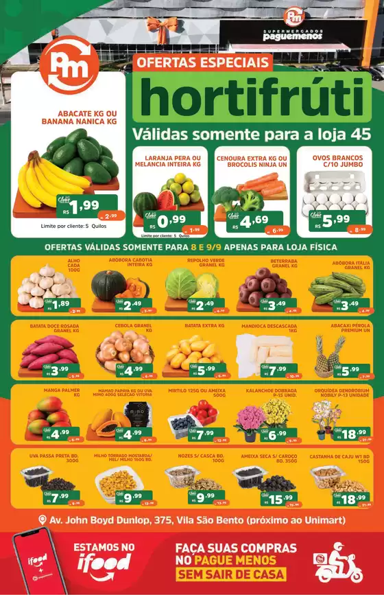 Catálogo Supermercados Pague Menos | Ofertas pague menos flv 8 set e 9 set loja 45 | 2026-09-08T00:00:00.000Z - 2026-09-09T00:00:00.000Z