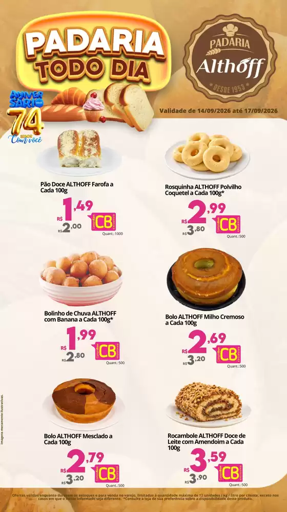 Catálogo Althoff Supermercados | Padaria Todo Dia. | 2026-09-14T00:00:00.000Z - 2026-09-17T00:00:00.000Z
