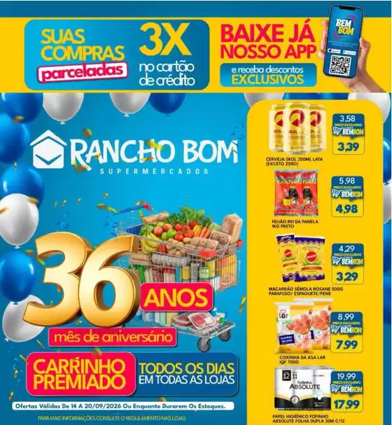 Catálogo Rancho Bom Supermercados em Indaiatuba | Encarte Rancho Bom Supermercados | 2026-09-14T00:00:00.000Z - 2026-09-20T00:00:00.000Z