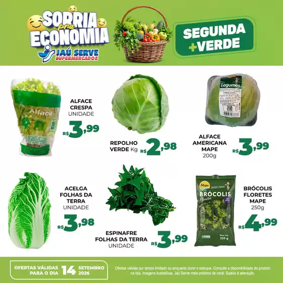 Catálogo Supermercados Jaù Serve | Segunda-feira Mais Verde | 2026-09-14T00:00:00.000Z - 2026-09-14T00:00:00.000Z