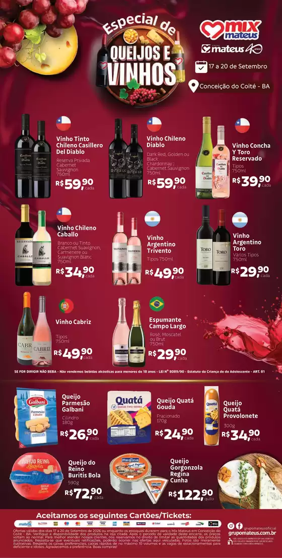 Catálogo Supermercados Mateus | Queijos e Vinhos | 2026-09-17T00:00:00.000Z - 2026-09-20T00:00:00.000Z