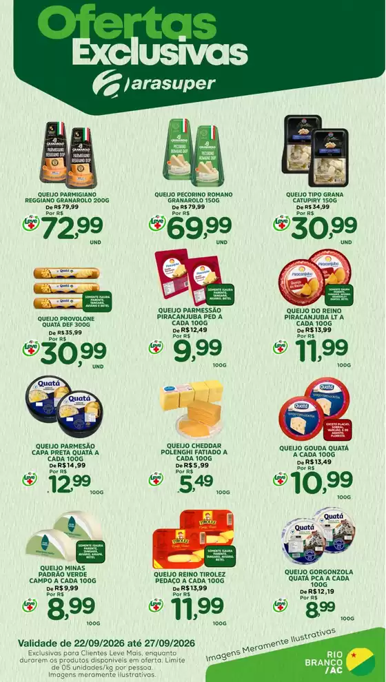Catálogo Araújo Supermercados | EXCLUSIVA QUEIJOS | 2026-09-22T00:00:00.000Z - 2026-09-27T00:00:00.000Z