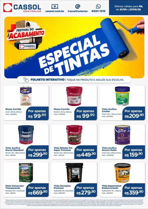Catálogo Cassol em Belo Horizonte | Ofertas especiais atraentes para todos | 2026-09-21T00:00:00.000Z - 2026-09-27T00:00:00.000Z