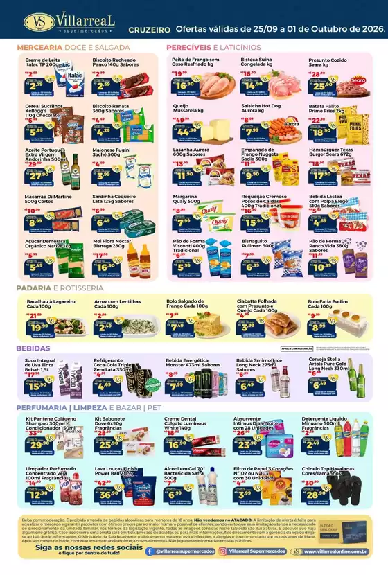 Catálogo Villarreal Supermercados | Jornal de Ofertas Cruzeiro | 2026-09-25T00:00:00.000Z - 2026-10-01T00:00:00.000Z